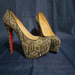 Christian Louboutin Panama Geometrico Daffodile Platform Pump size EU 38.5